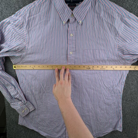 Ralph Lauren Men Long Sleeve Button Up Shirt Adult Striped Pink Blue XL Custom - Picture 5 of 11